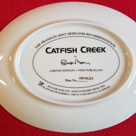 Vintage Franklin Mint Plate Porcelain Cat Fish Creek Brian Moon Limited Edition - Picture 2 of 3